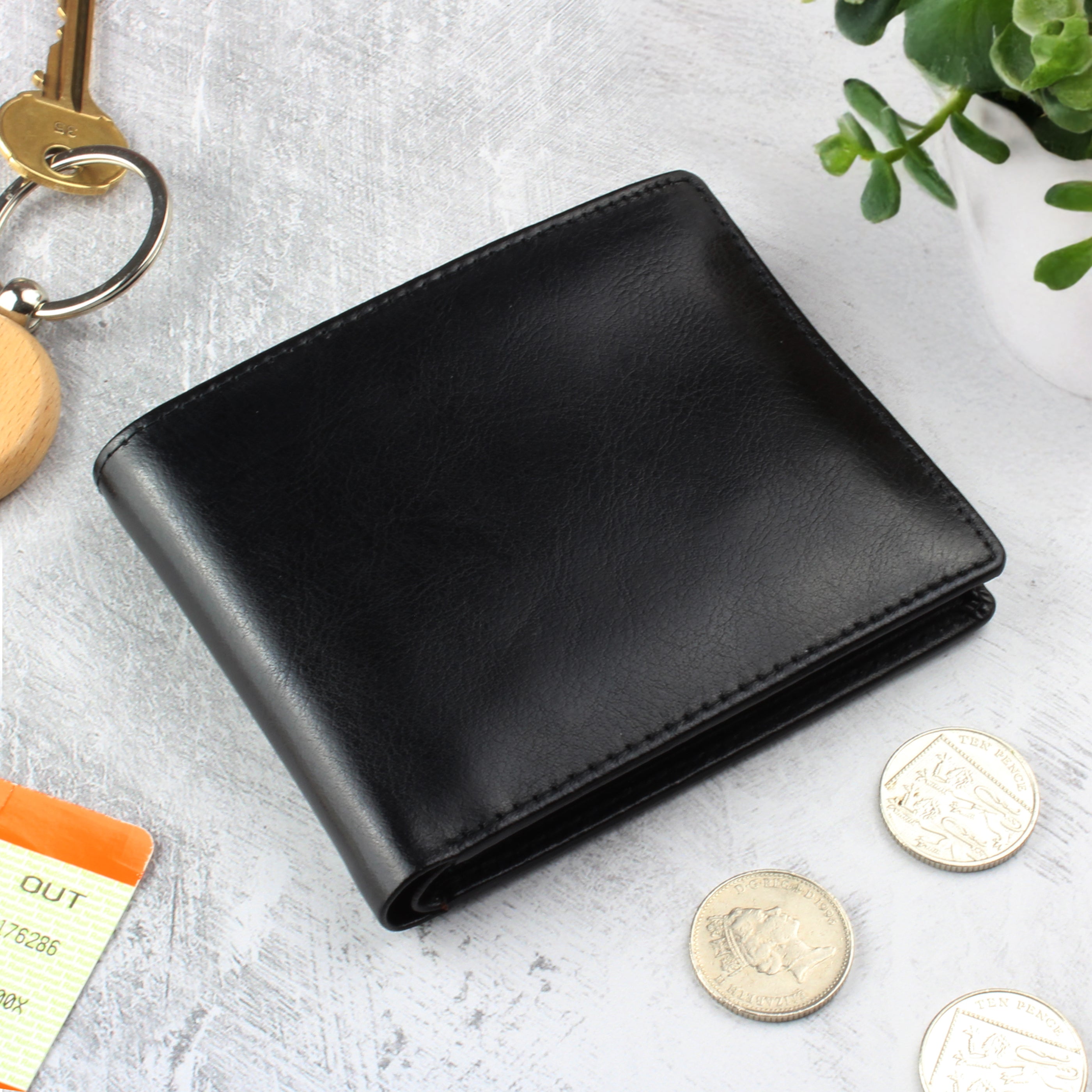 Personalised Free Text Black Leather Wallet - Shop Wallets & Money Clips At Gift Moments - 3