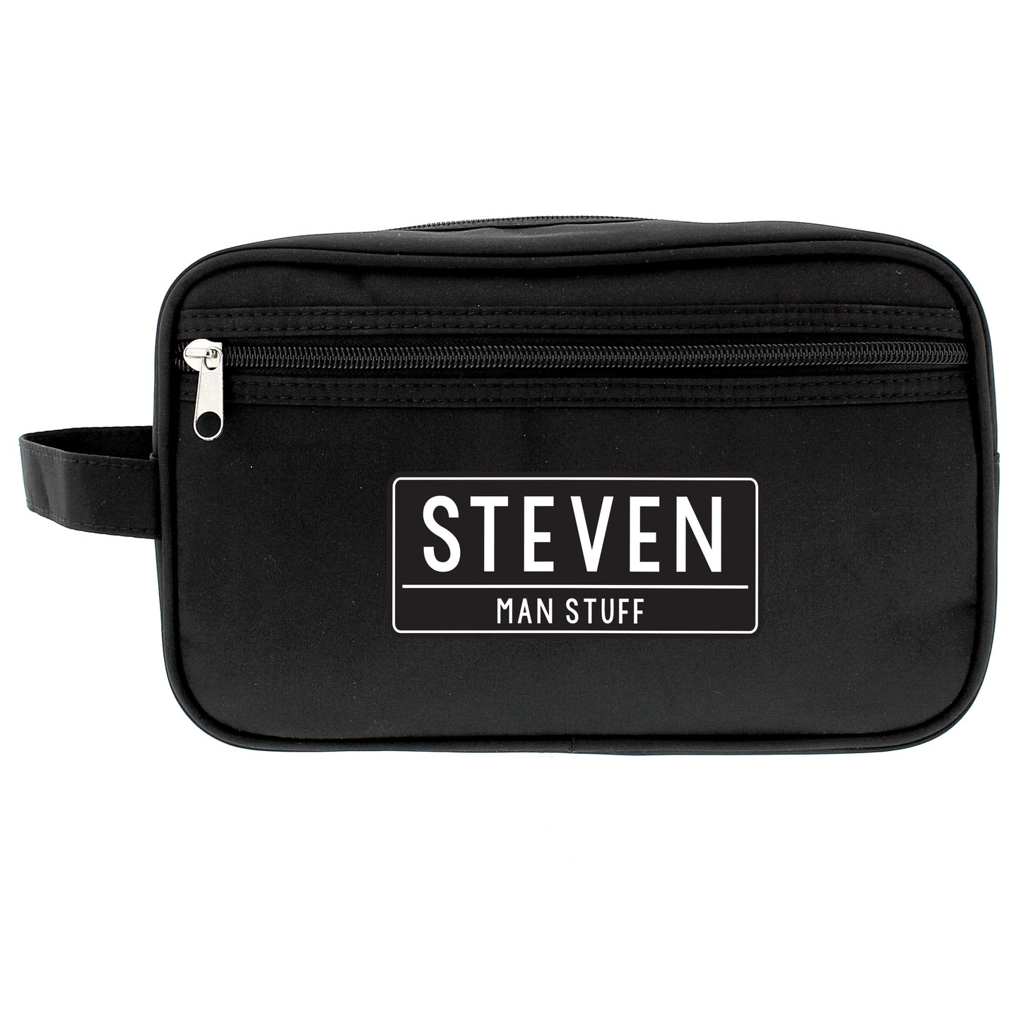 Personalised Free Text Black Toiletry Bag: 2 - Toiletry & Makeup Bags By Gift Moments