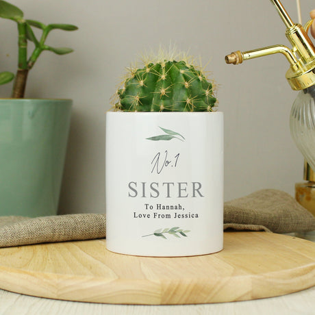 Personalised Free Text Botanical Ceramic Storage Pot: 3 - Storage By Gift Moments