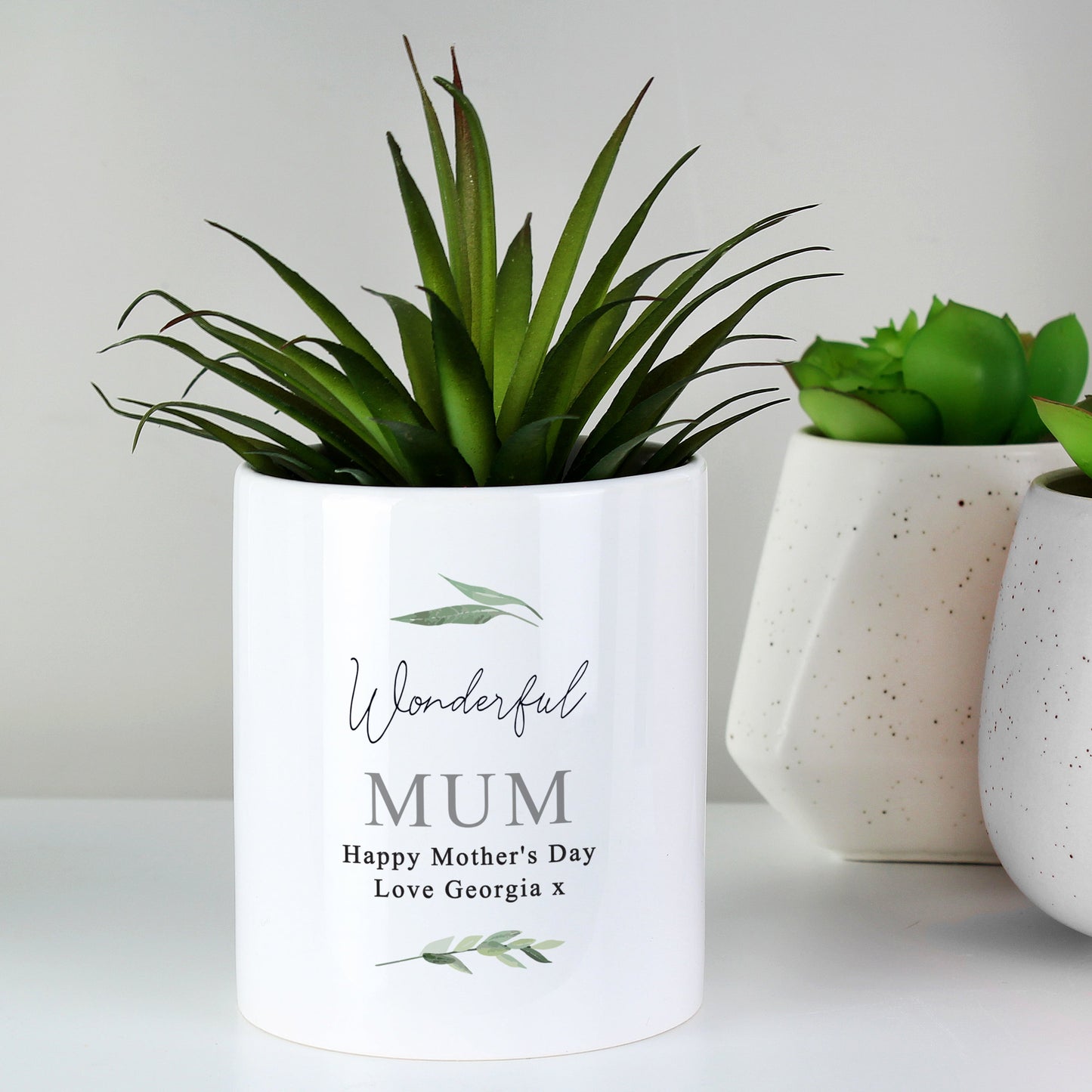 Personalised Free Text Botanical Ceramic Storage Pot: 6 - Storage By Gift Moments