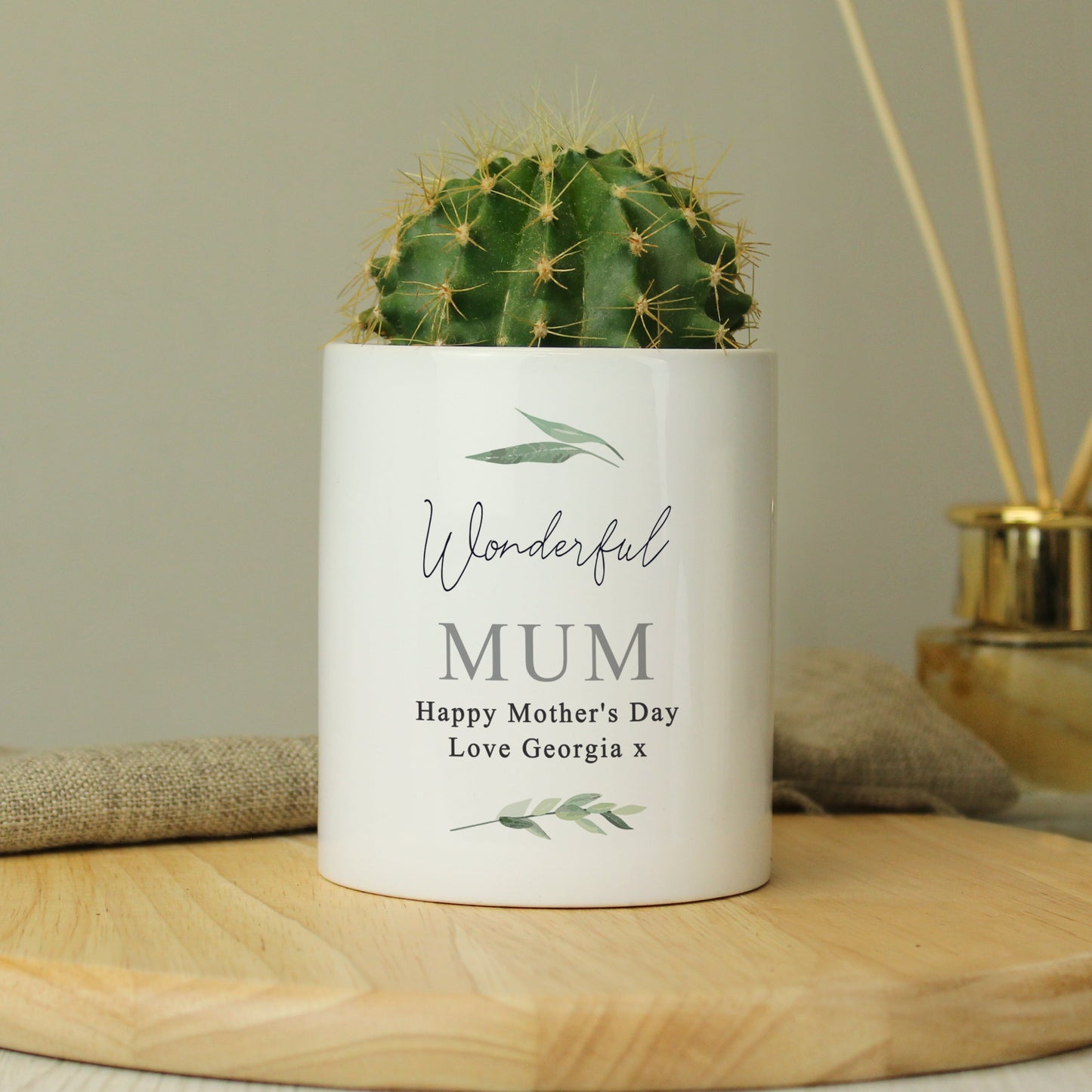 Personalised Free Text Botanical Ceramic Storage Pot: 2 - Storage By Gift Moments