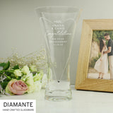 Personalised Free Text Botanical Hand Cut Diamante Heart Vase: 1 - Vases By Gift Moments