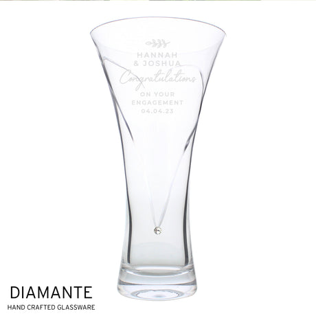 Personalised Free Text Botanical Hand Cut Diamante Heart Vase: 5 - Vases By Gift Moments