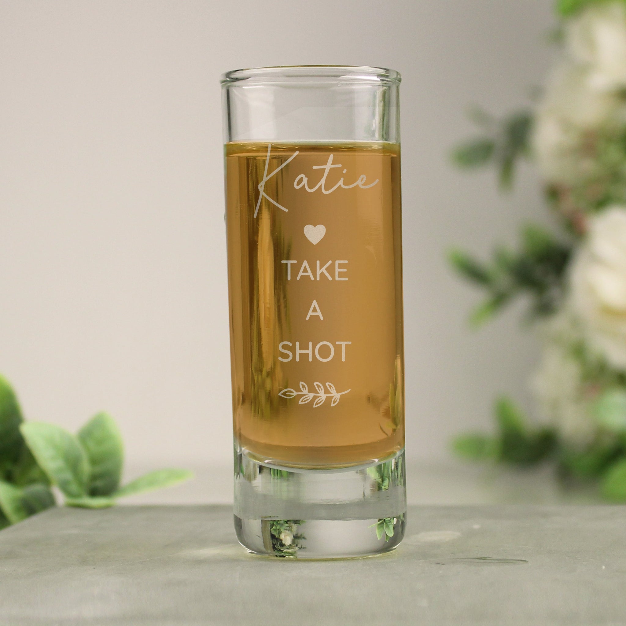 Personalised Free Text Botanical Shot Glass: 4 - Shot Glasses By Gift Moments