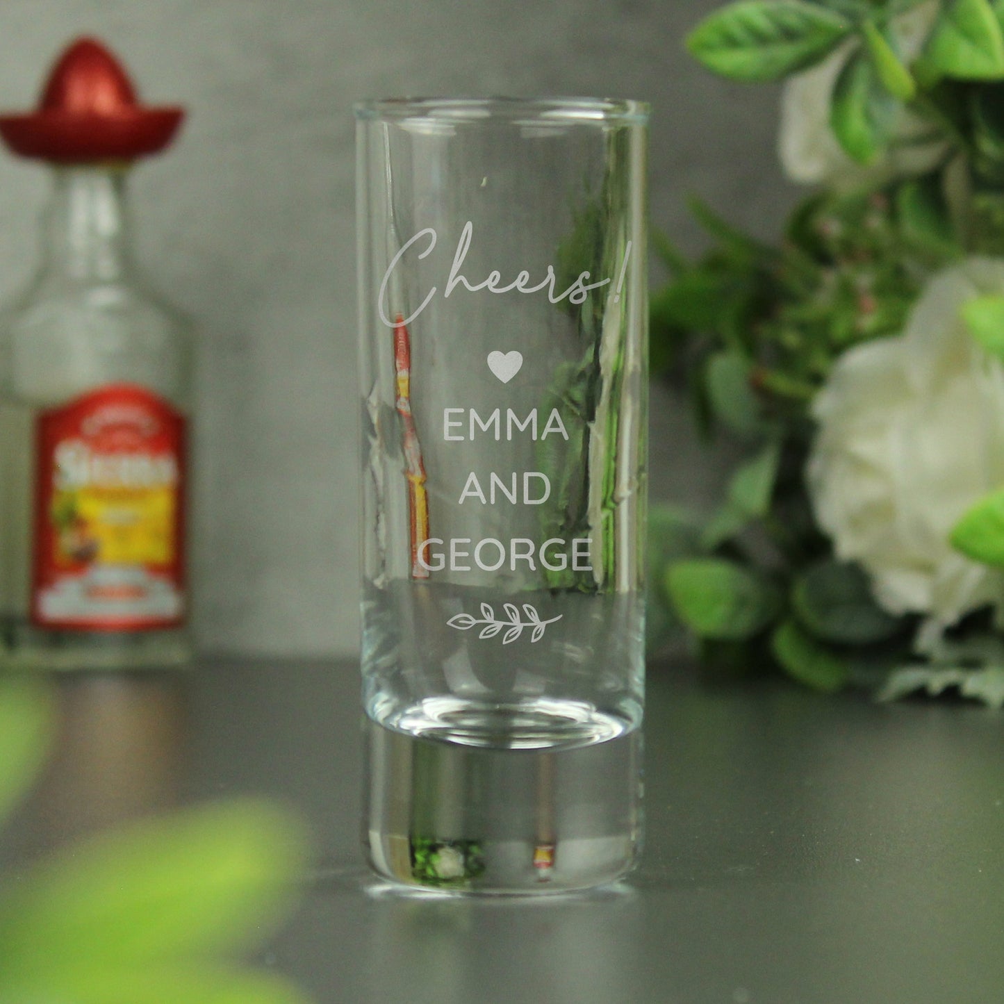 Personalised Free Text Botanical Shot Glass: 2 - Shot Glasses By Gift Moments