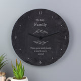 Personalised Free Text Botanical Slate Clock: 3 Clocks By Gift Moments