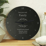 Personalised Free Text Botanical Slate Clock: 2 Clocks By Gift Moments
