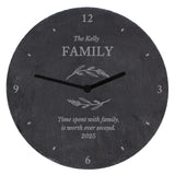 Personalised Free Text Botanical Slate Clock: 5 Clocks By Gift Moments