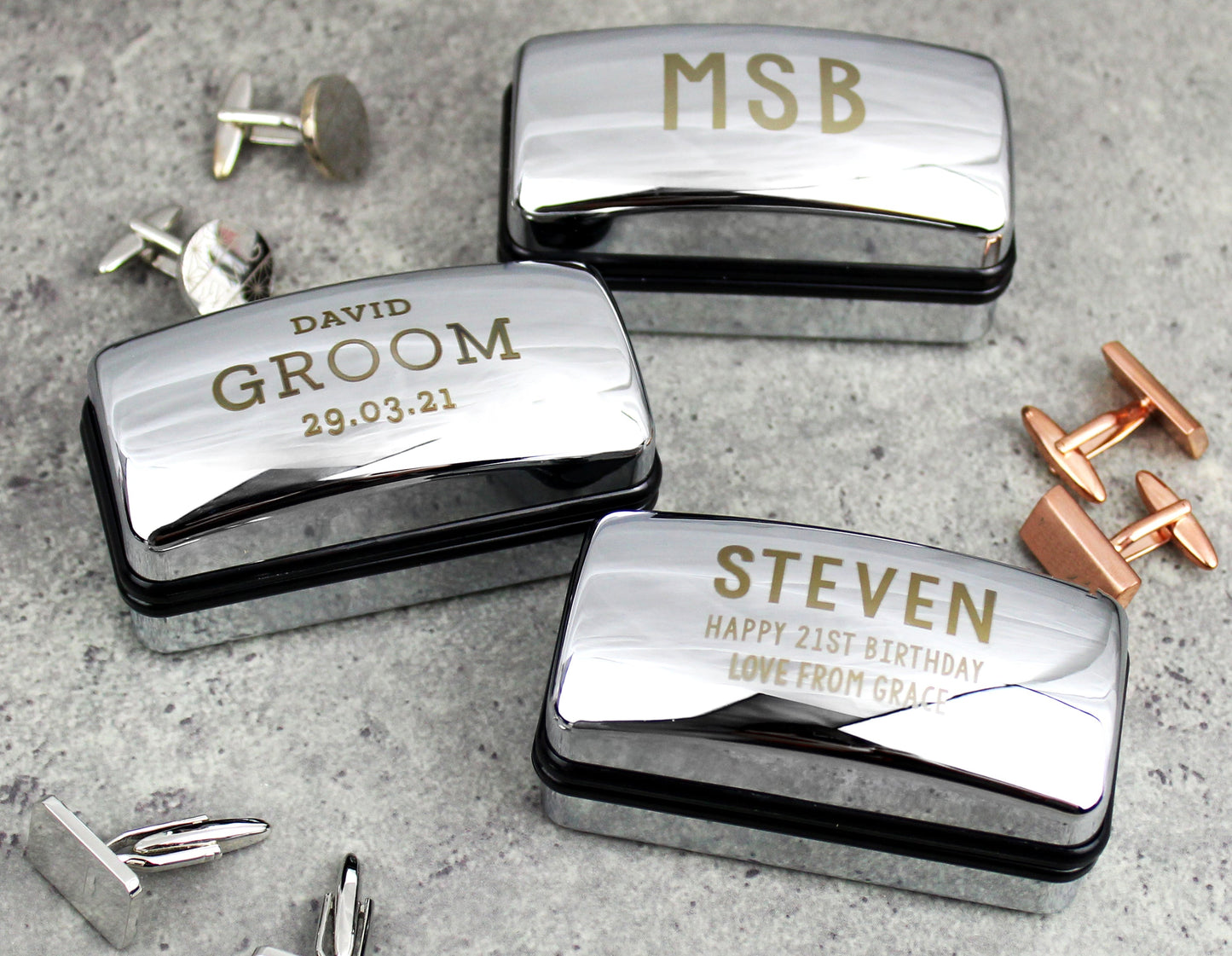 Personalised Free Text Cufflink Box: 4 - Cufflink Boxes By Gift Moments