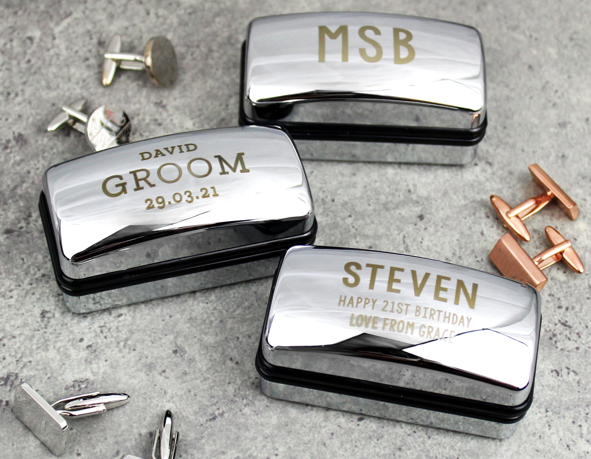 Personalised Free Text Cufflink Box: 4 - Cufflink Boxes By Gift Moments