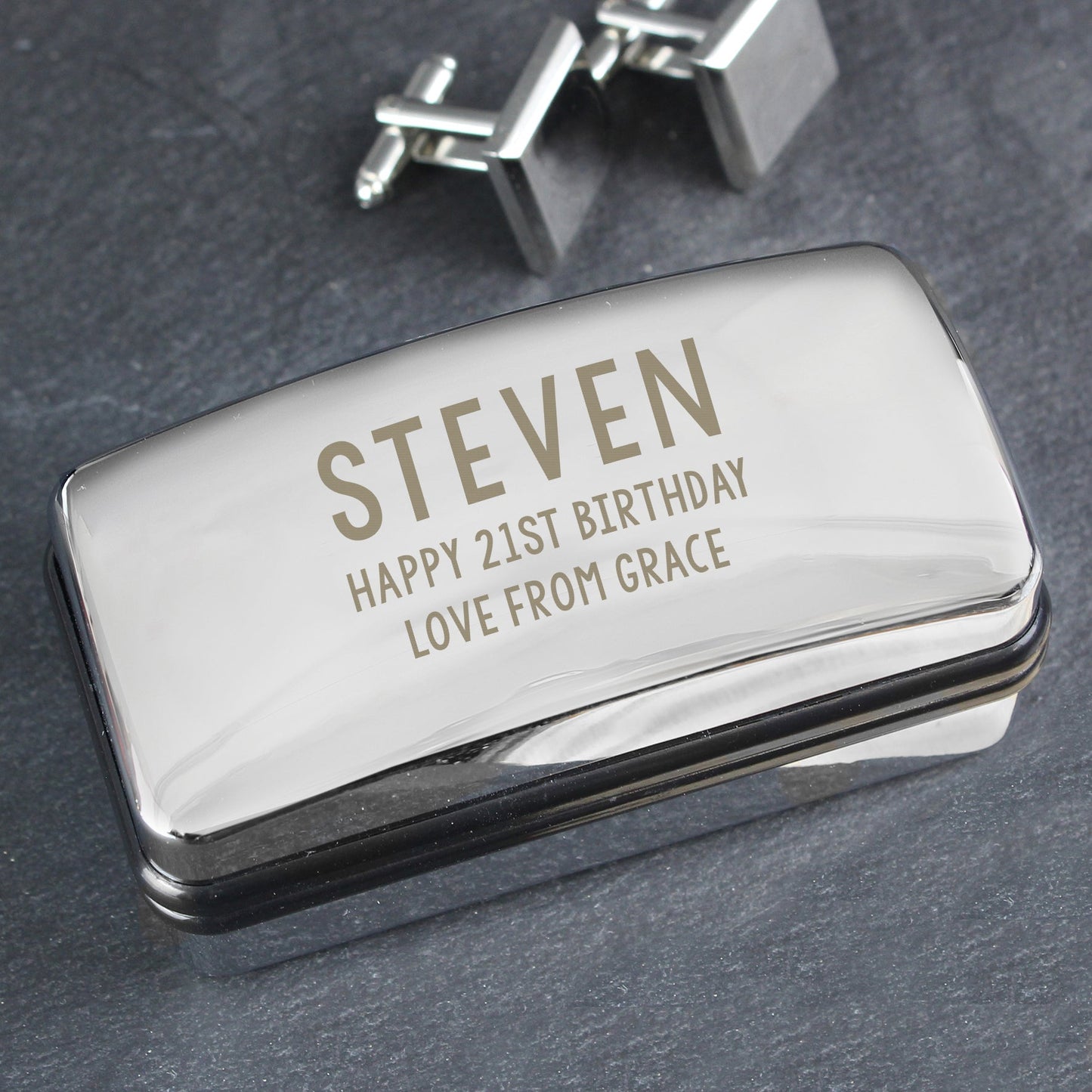 Personalised Free Text Cufflink Box: 1 - Cufflink Boxes By Gift Moments