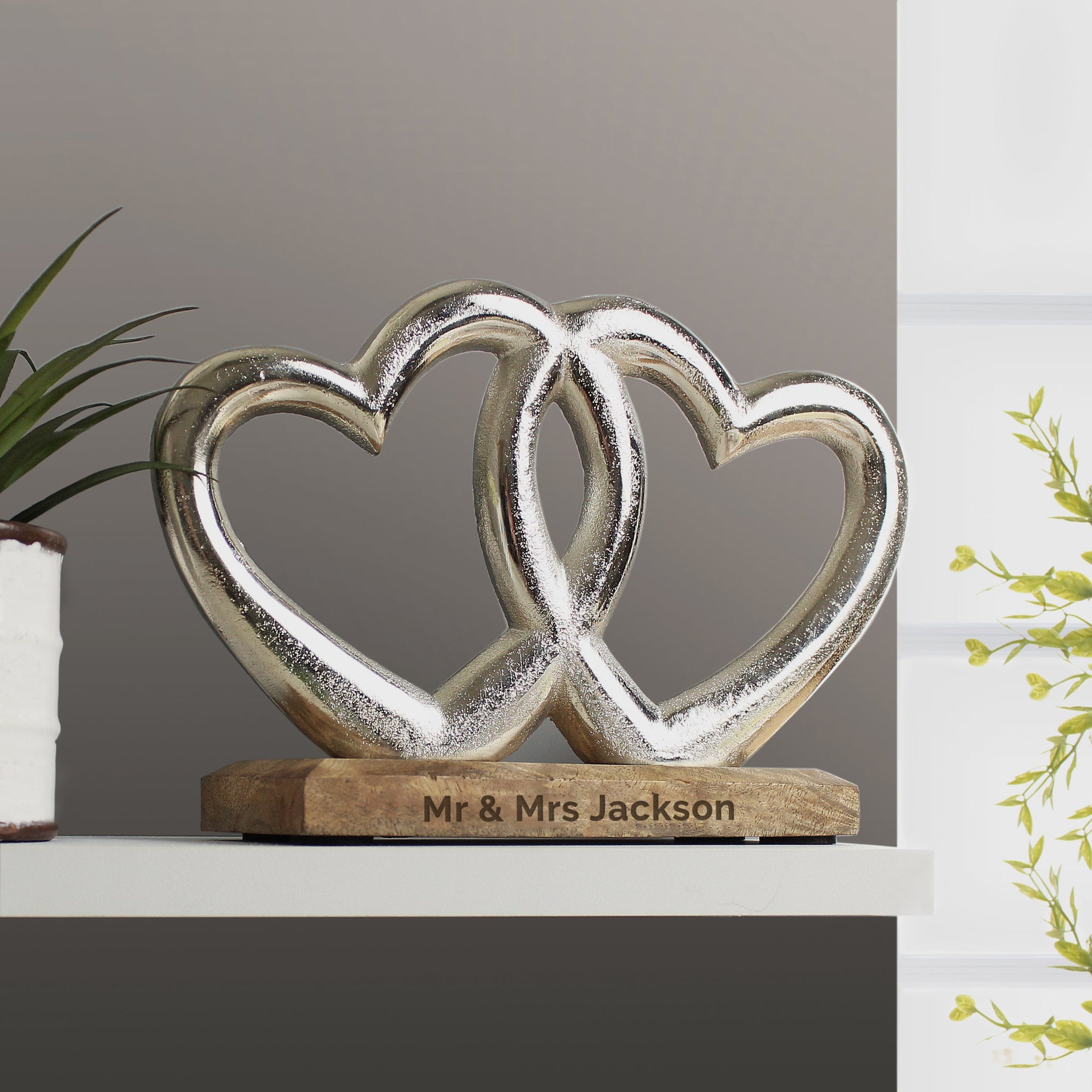 Personalised Free Text Double Heart Ornament: 2 - Ornaments By Gift Moments