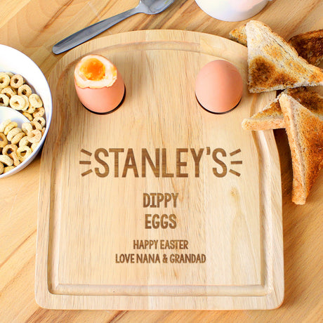 Personalised Free Text Egg & Toast Board: 4 - Egg Cups By Gift Moments