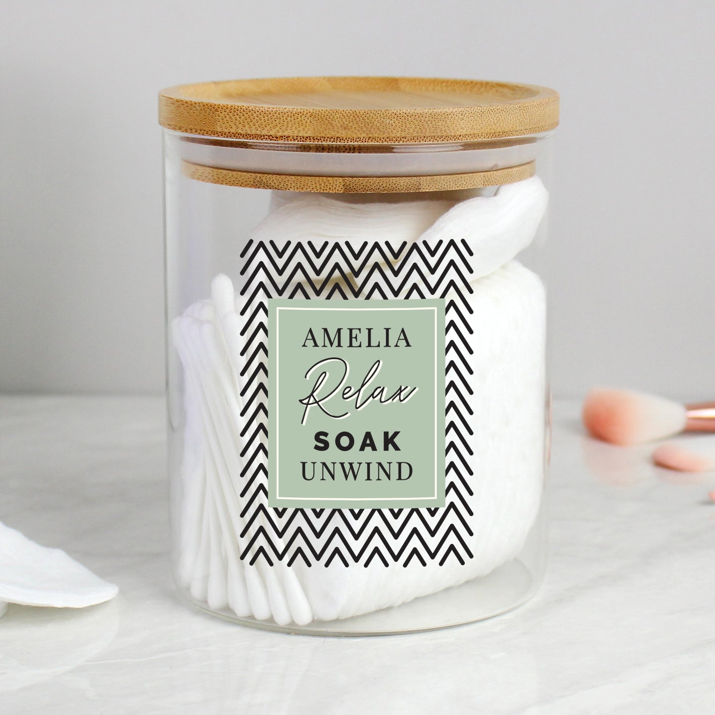 Personalised Free Text Glass Jar with Bamboo Lid: 2 - Storage By Gift Moments