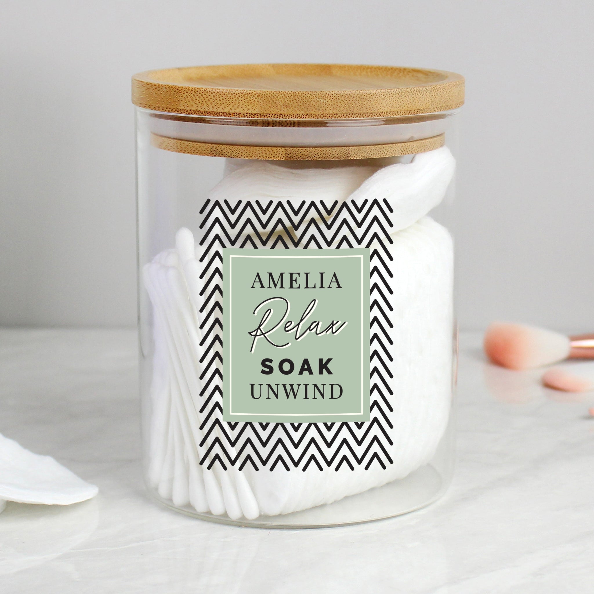 Personalised Free Text Glass Jar with Bamboo Lid: 2 - Storage By Gift Moments