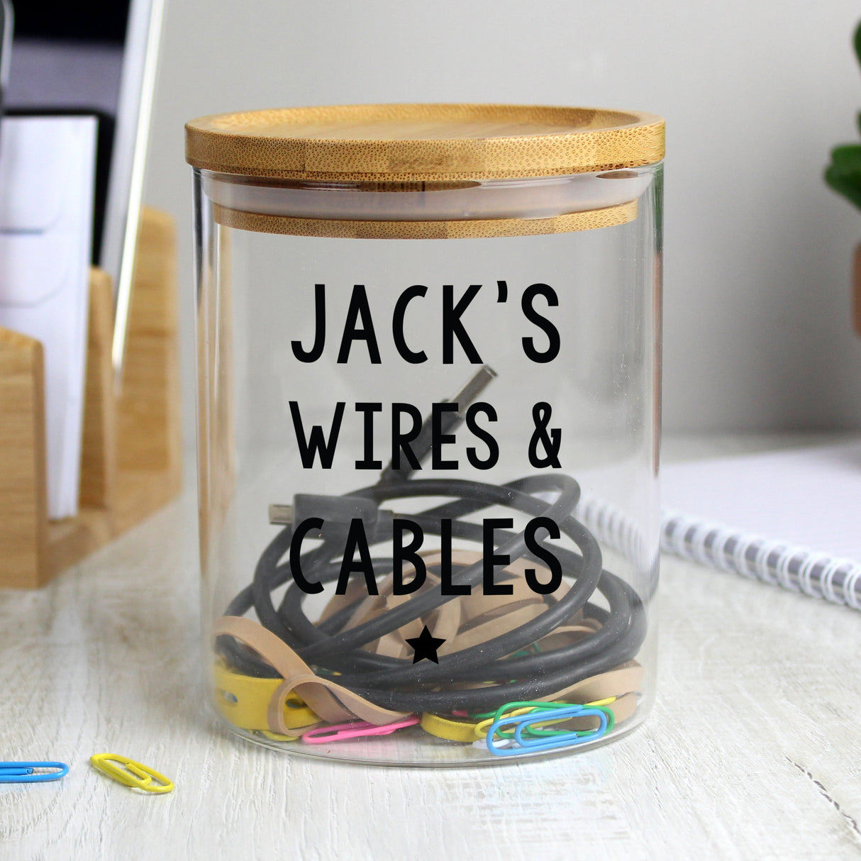 Personalised Free Text Glass Jar with Bamboo Lid: 3 - Storage By Gift Moments