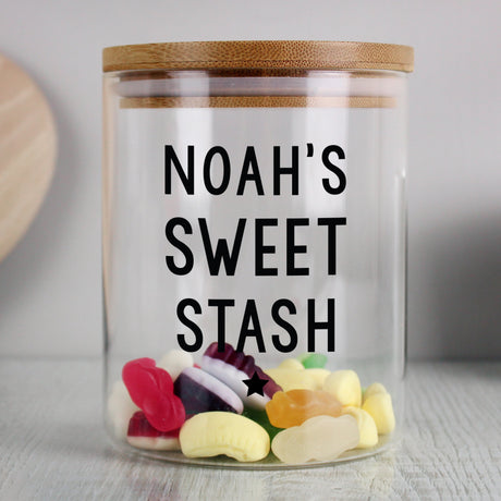 Personalised Free Text Glass Jar with Bamboo Lid: 6 - Storage By Gift Moments