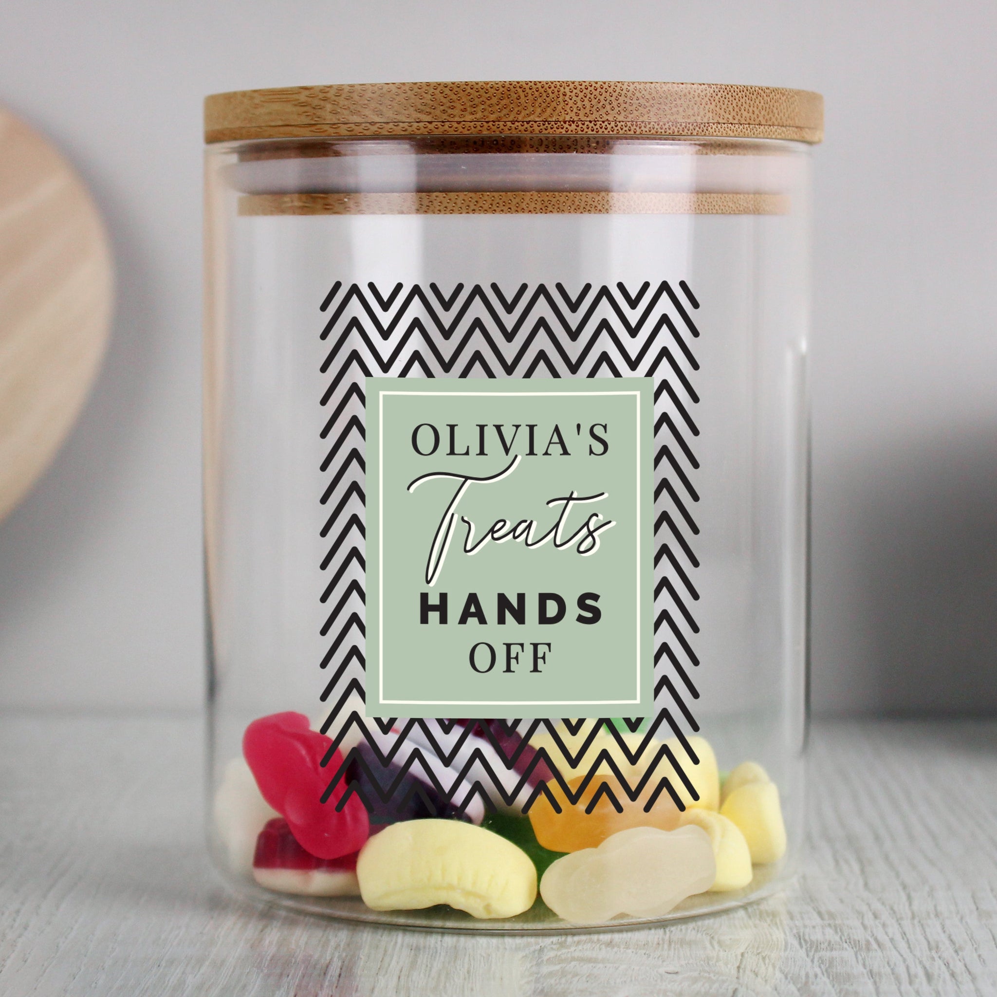 Personalised Free Text Glass Jar with Bamboo Lid: 5 - Storage By Gift Moments