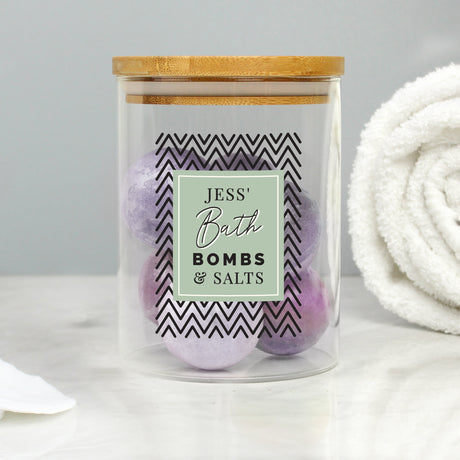 Personalised Free Text Glass Jar with Bamboo Lid: 1 - Storage By Gift Moments