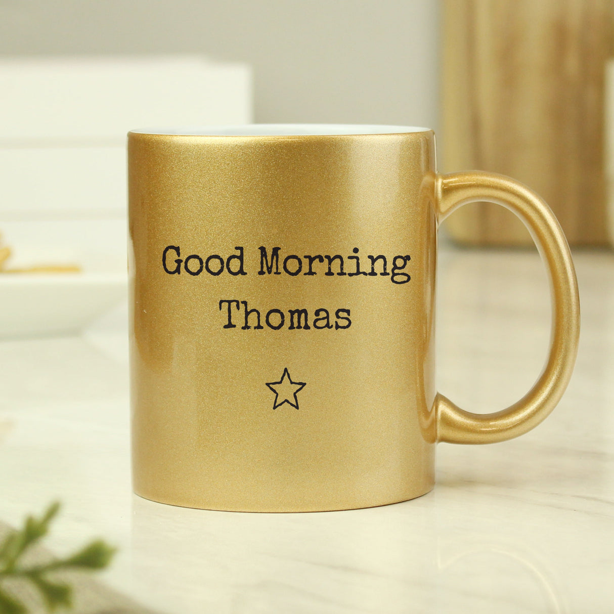 Personalised Free Text Gold Mug: 2 - Mugs By Gift Moments
