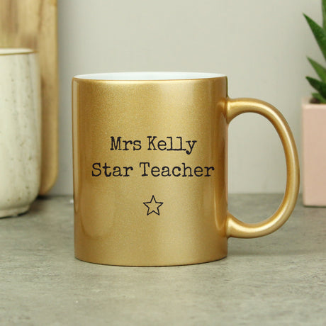 Personalised Free Text Gold Mug: 7 - Mugs By Gift Moments