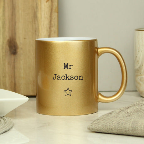 Personalised Free Text Gold Mug: 6 - Mugs By Gift Moments