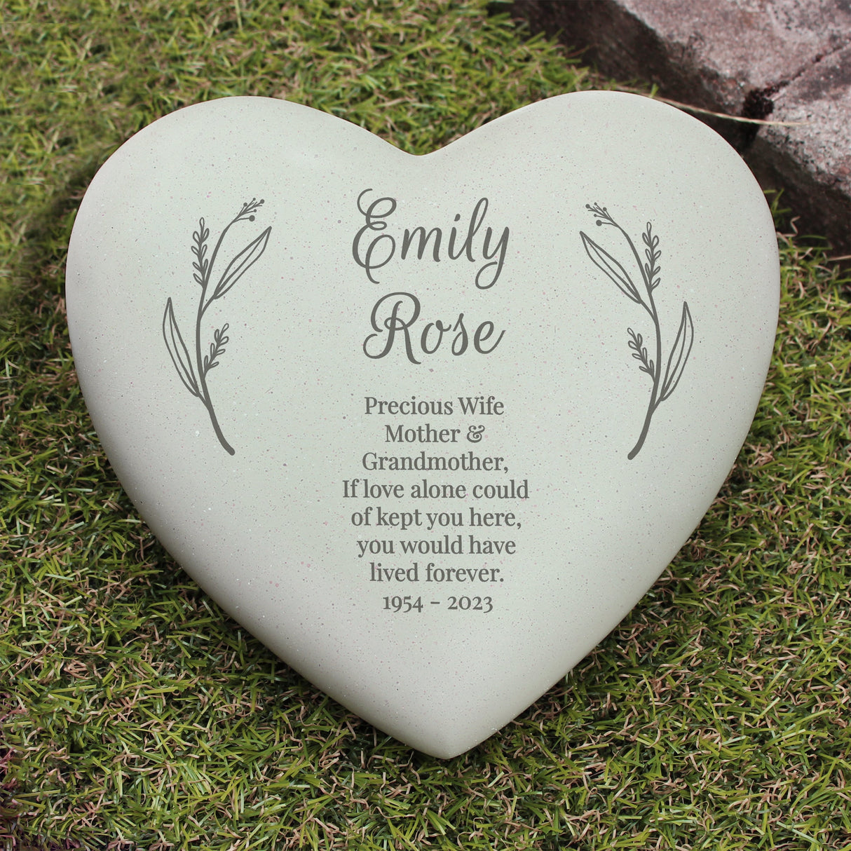 Personalised Free Text Heart Memorial: 1 - Memorials By Gift Moments