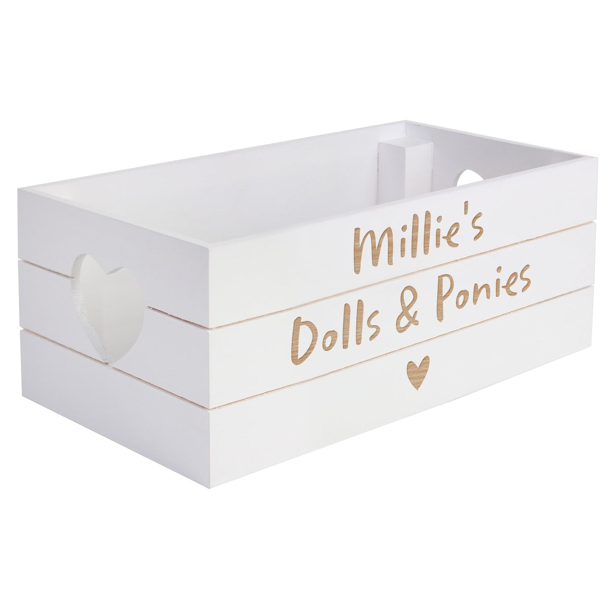 Personalised Free Text Heart White Wooden Crate: 5 - Storage By Gift Moments