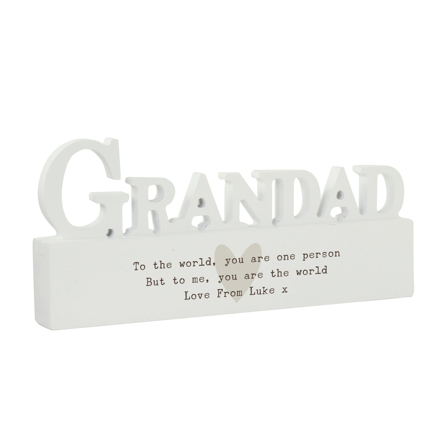Personalised Free Text Heart Wooden Grandad Ornament: 5 - Ornaments By Gift Moments