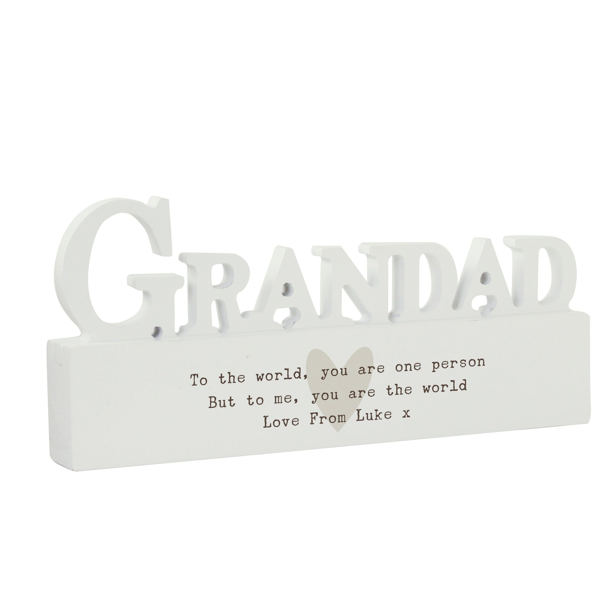 Personalised Free Text Heart Wooden Grandad Ornament: 5 - Ornaments By Gift Moments