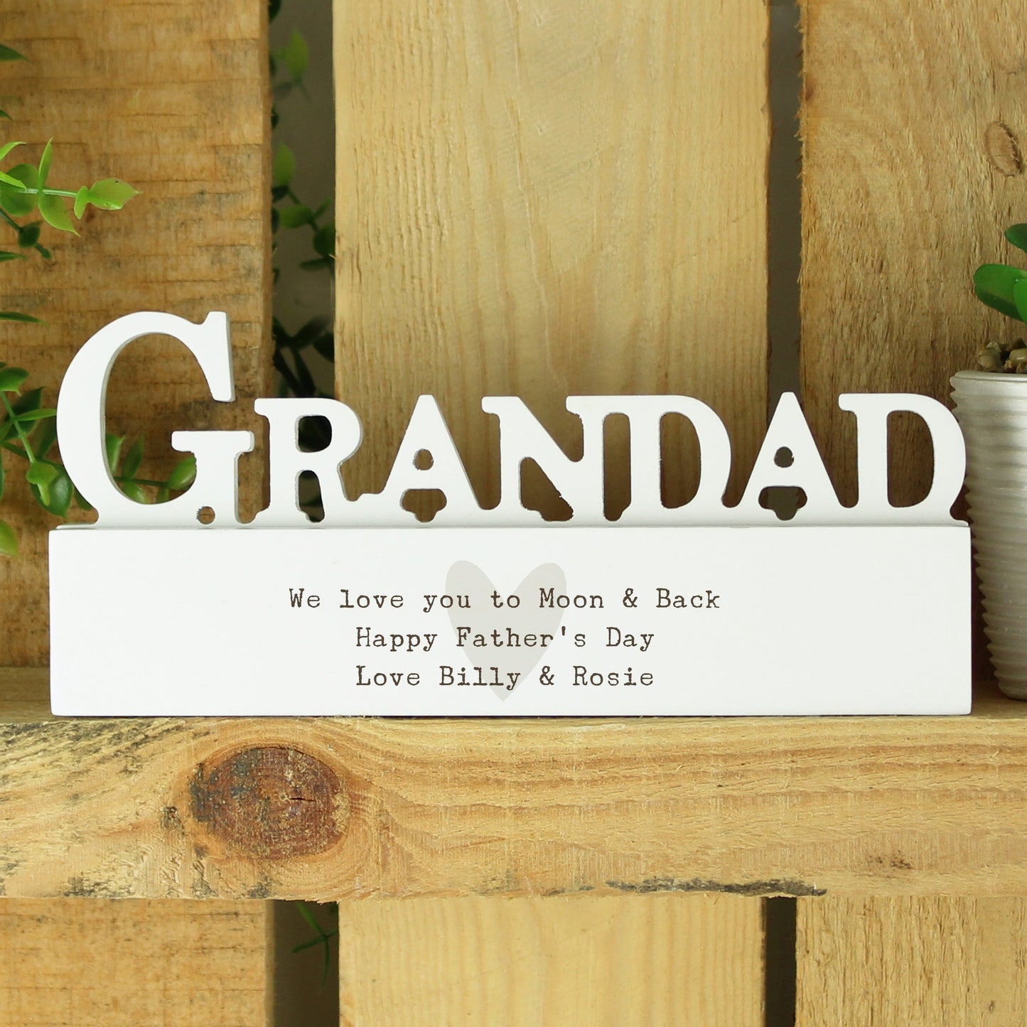Personalised Free Text Heart Wooden Grandad Ornament: 3 - Ornaments By Gift Moments