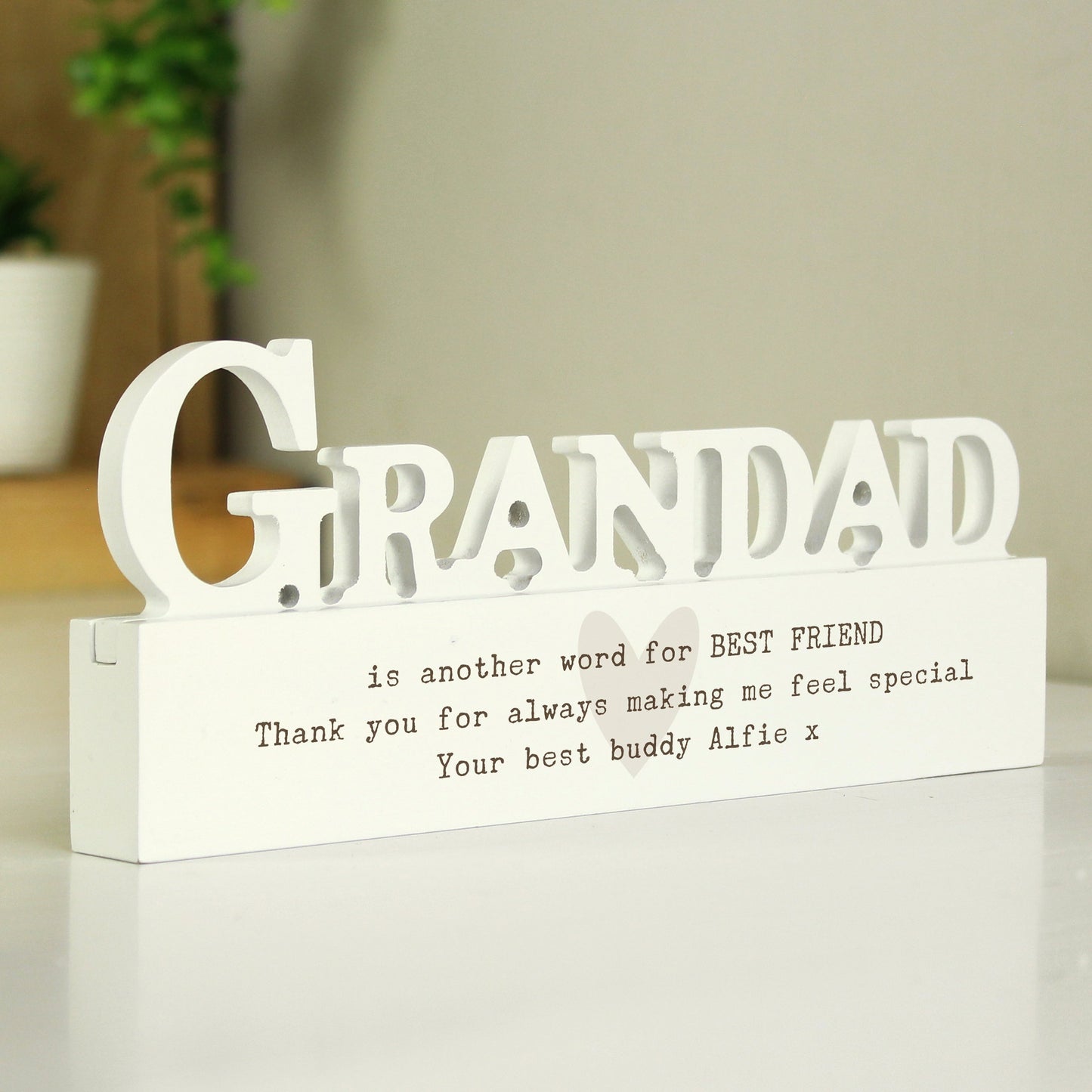 Personalised Free Text Heart Wooden Grandad Ornament: 4 - Ornaments By Gift Moments
