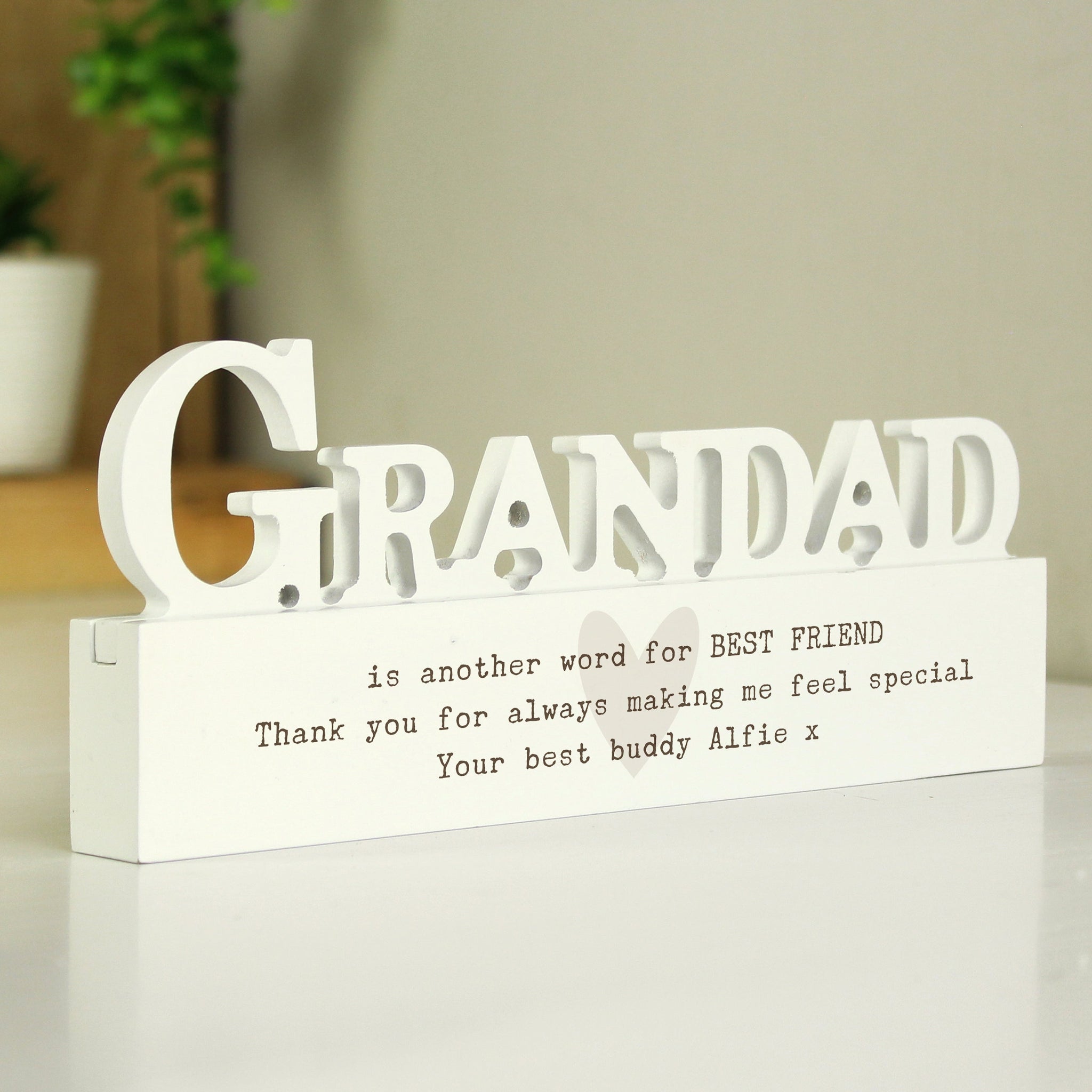 Personalised Free Text Heart Wooden Grandad Ornament: 4 - Ornaments By Gift Moments
