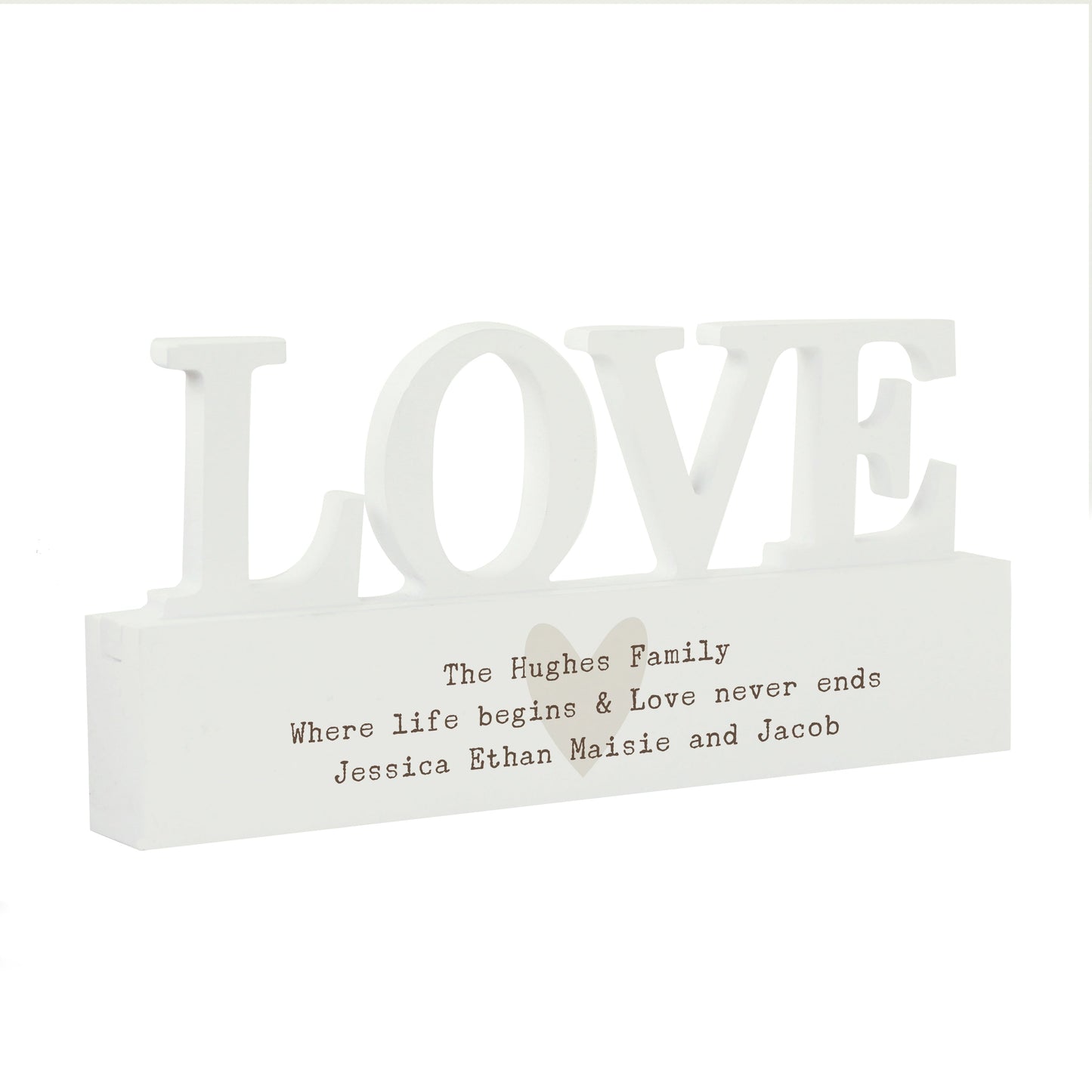 Personalised Free Text Heart Wooden Love Ornament: 4 - Ornaments By Gift Moments