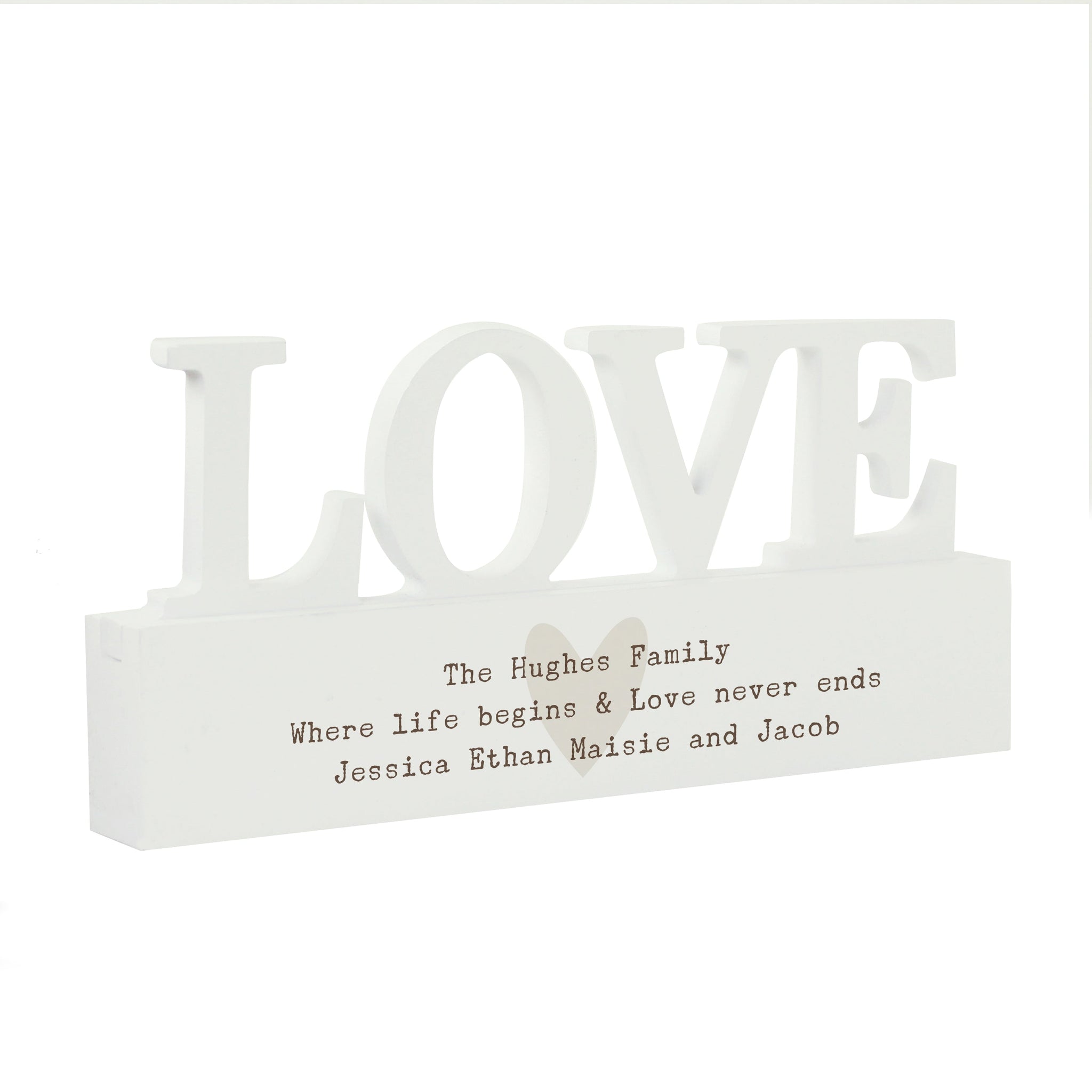 Personalised Free Text Heart Wooden Love Ornament: 4 - Ornaments By Gift Moments