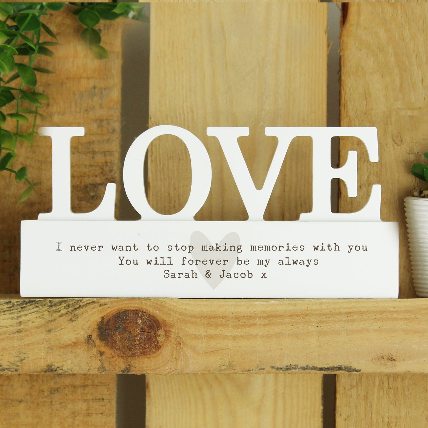 Personalised Free Text Heart Wooden Love Ornament: 3 - Ornaments By Gift Moments