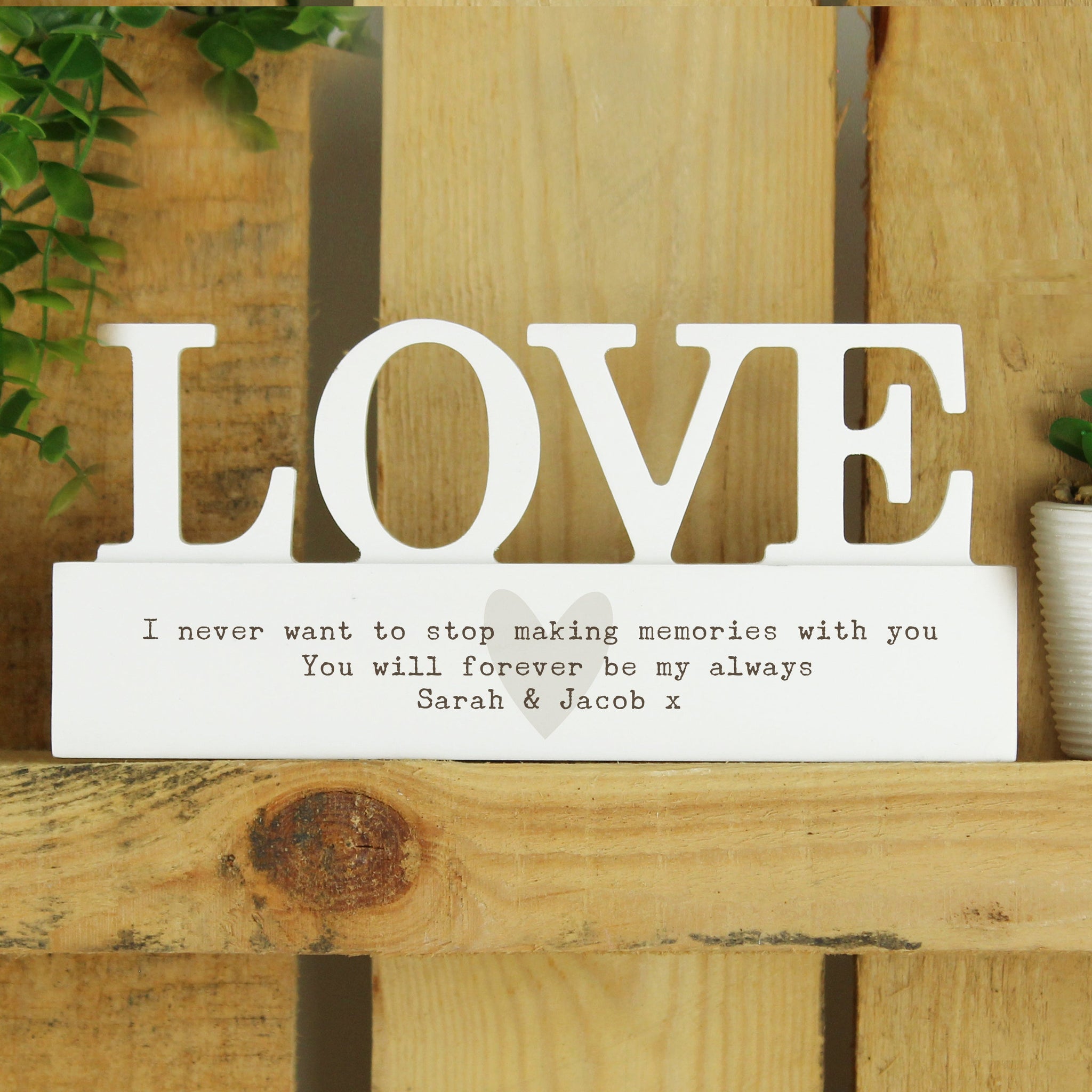 Personalised Free Text Heart Wooden Love Ornament: 3 - Ornaments By Gift Moments
