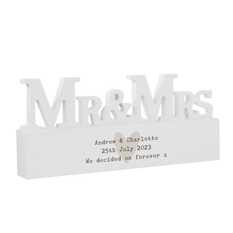 Personalised Free Text Heart Wooden Mr & Mrs Ornament: 3 - Ornaments By Gift Moments