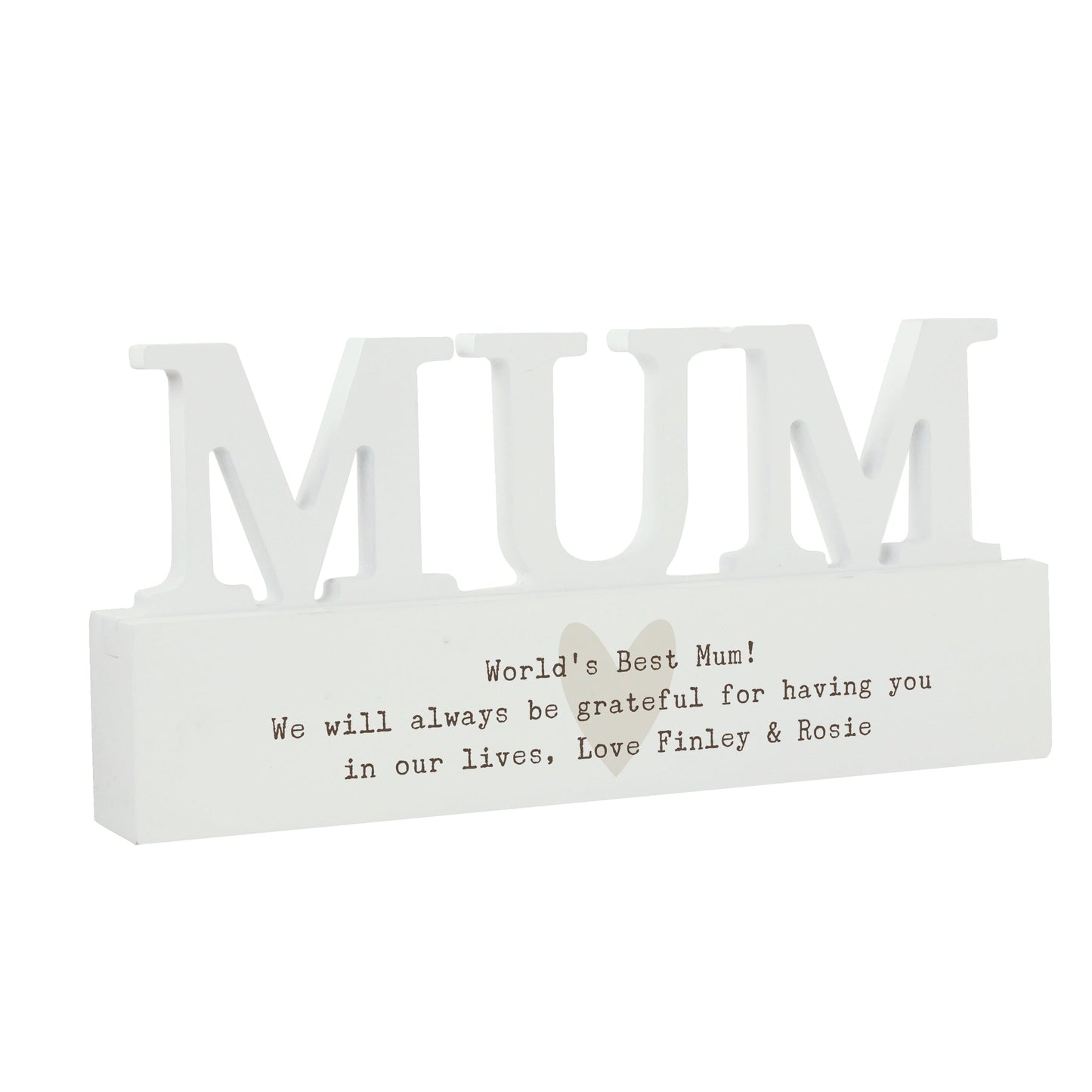 Personalised Free Text Heart Wooden Mum Ornament plaque: 5 - Ornaments By Gift Moments