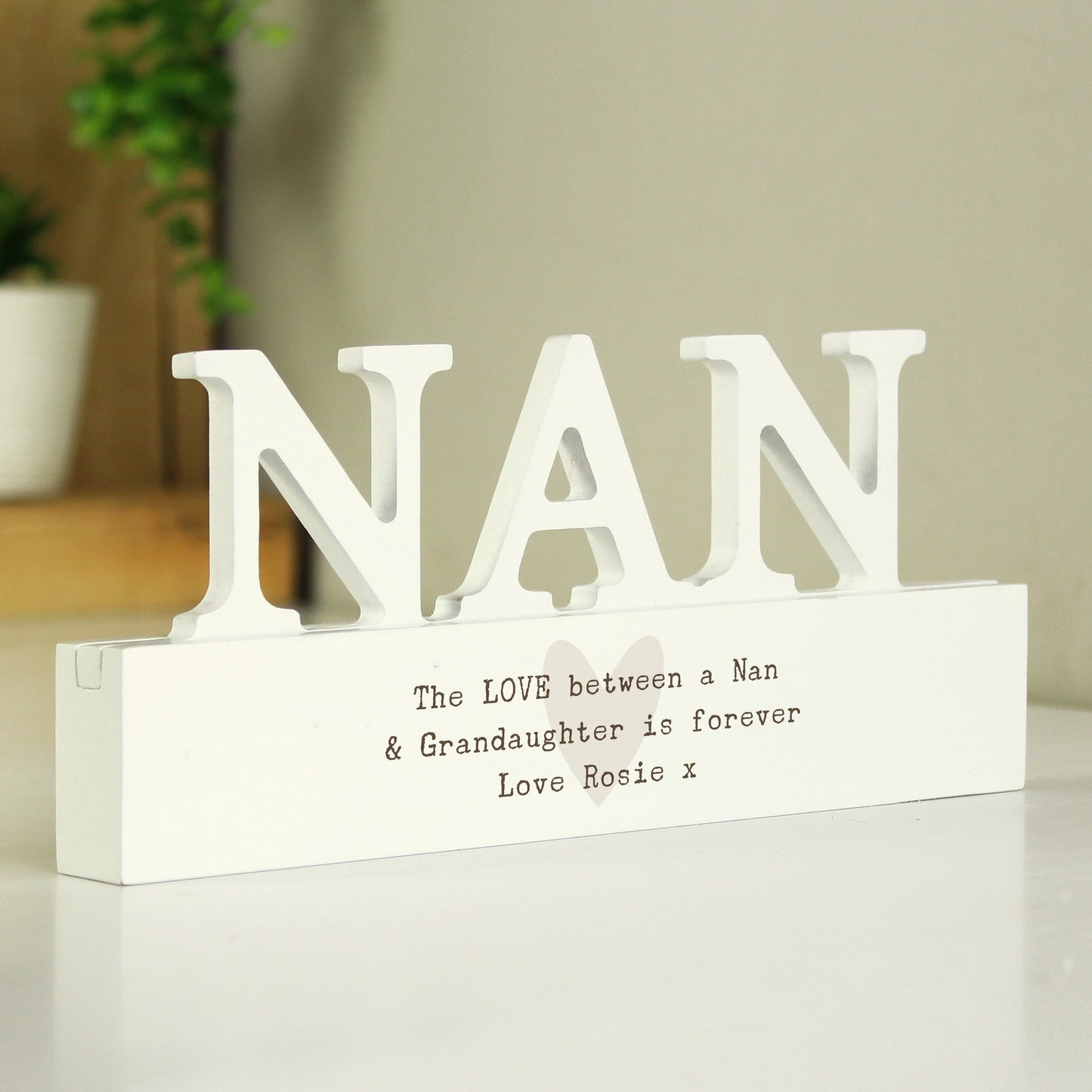 Personalised Free Text Heart Wooden Nan Ornament: 1 - Ornaments By Gift Moments