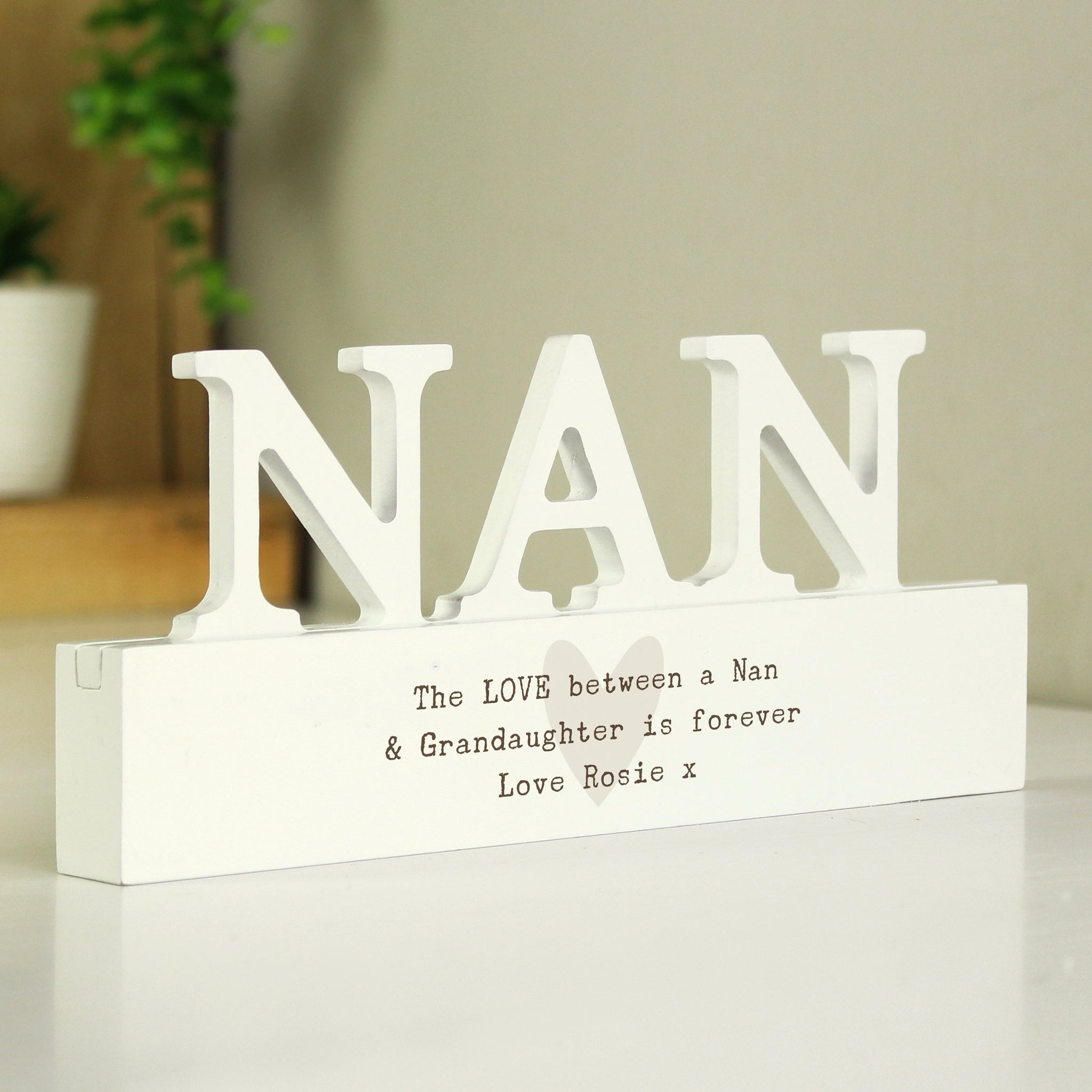 Personalised Free Text Heart Wooden Nan Ornament: 1 - Ornaments By Gift Moments