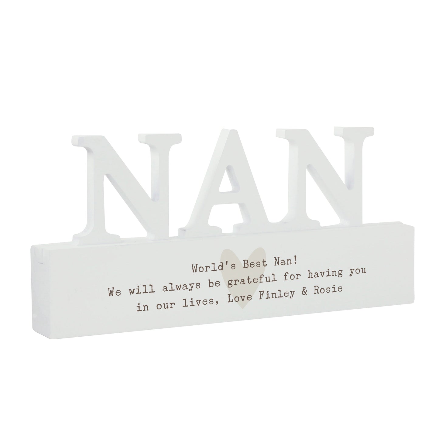Personalised Free Text Heart Wooden Nan Ornament: 5 - Ornaments By Gift Moments
