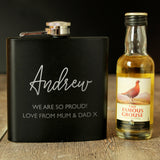Personalised Free Text Hipflask and Whisky Miniature Set: 1 - Alcohol Sets By Gift Moments
