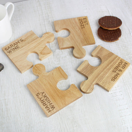 Personalised Free Text Jigsaw Coasters: 2 - Coasters By Gift Moments