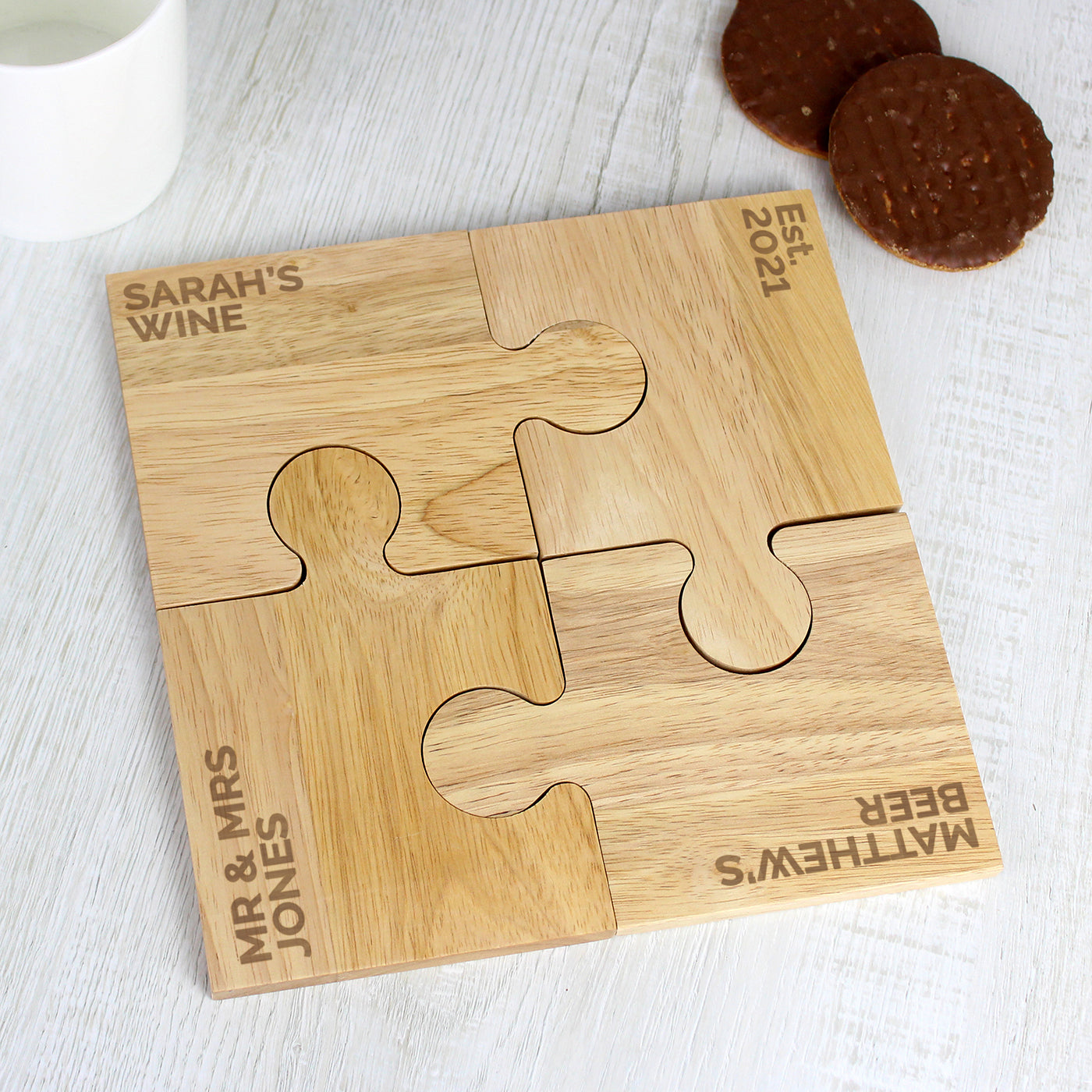 Personalised Free Text Jigsaw Coasters: 3 - Coasters By Gift Moments