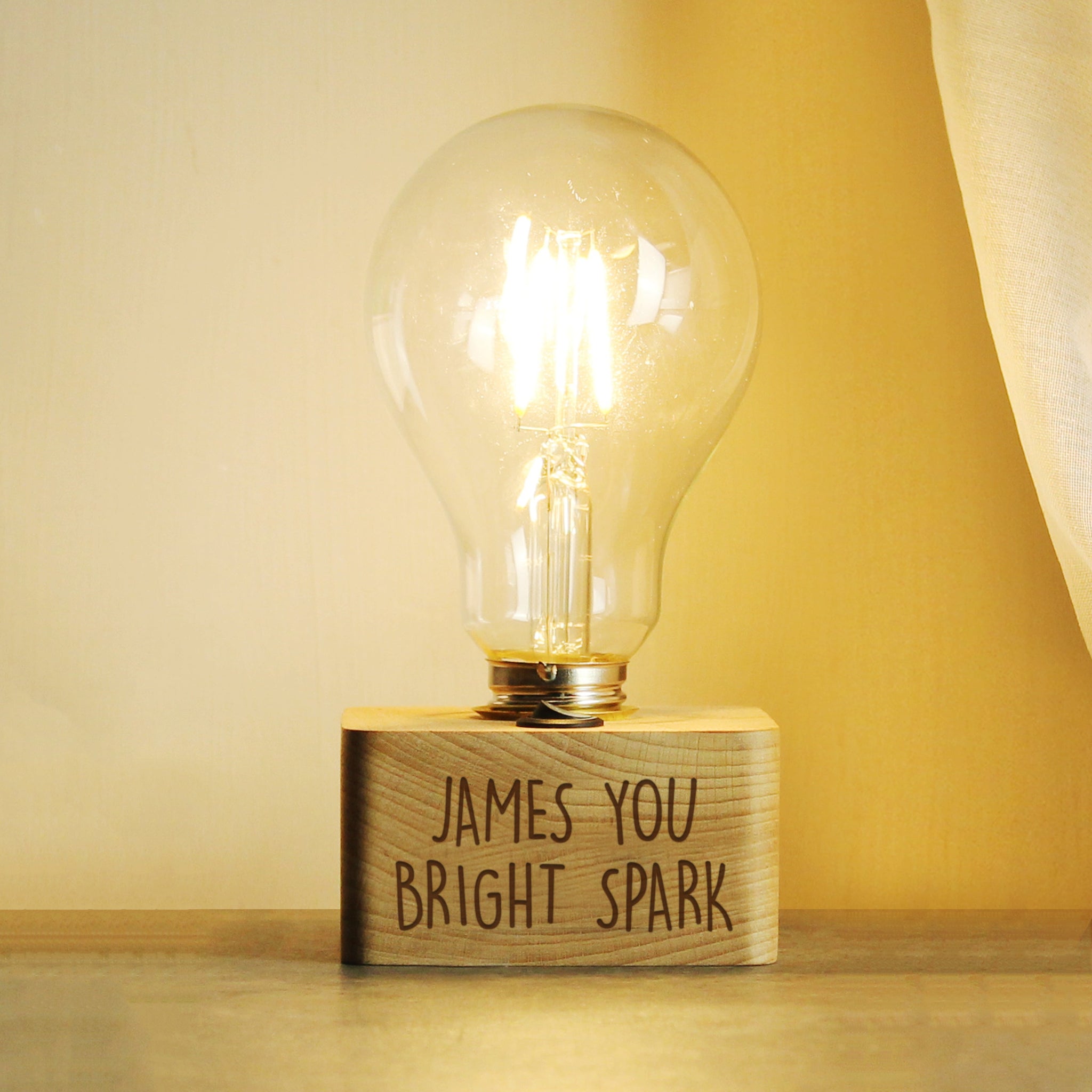 Personalised Free Text LED Bulb Table Lamp: 3 - LED Lighting By Gift Moments