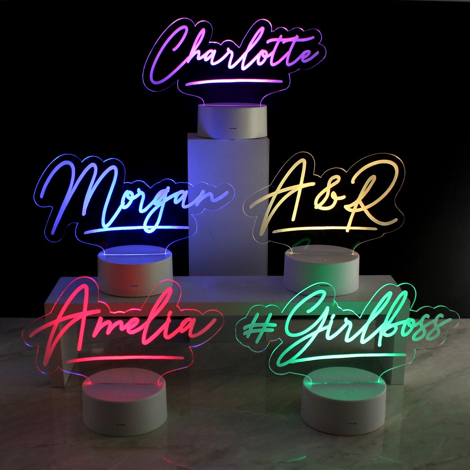 Personalised Free Text LED Colour Changing Desk Night Light: 1 - LED Lighting By Gift Moments