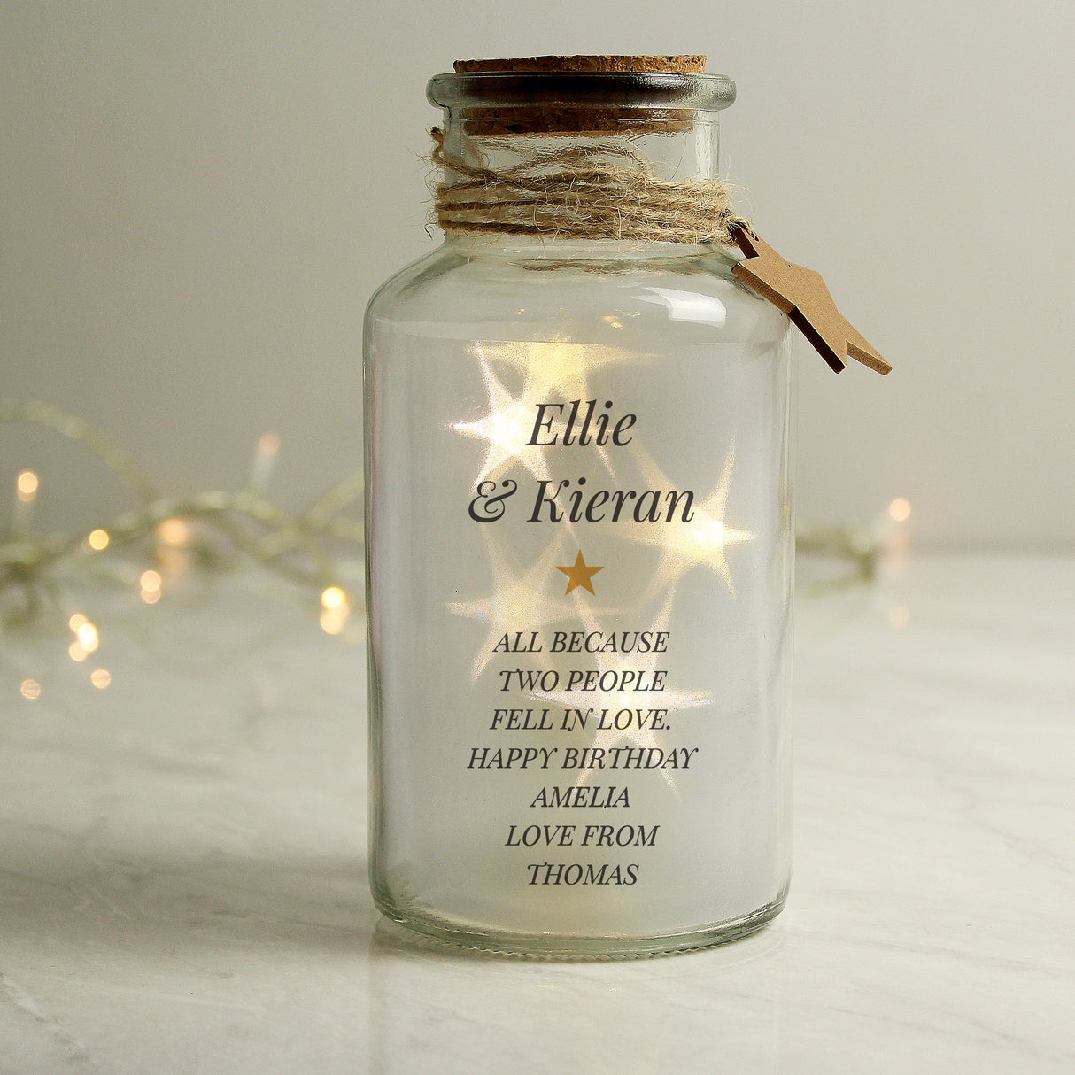 Personalised Free Text LED Glass Jar: 1 - LED Lighting By Gift Moments