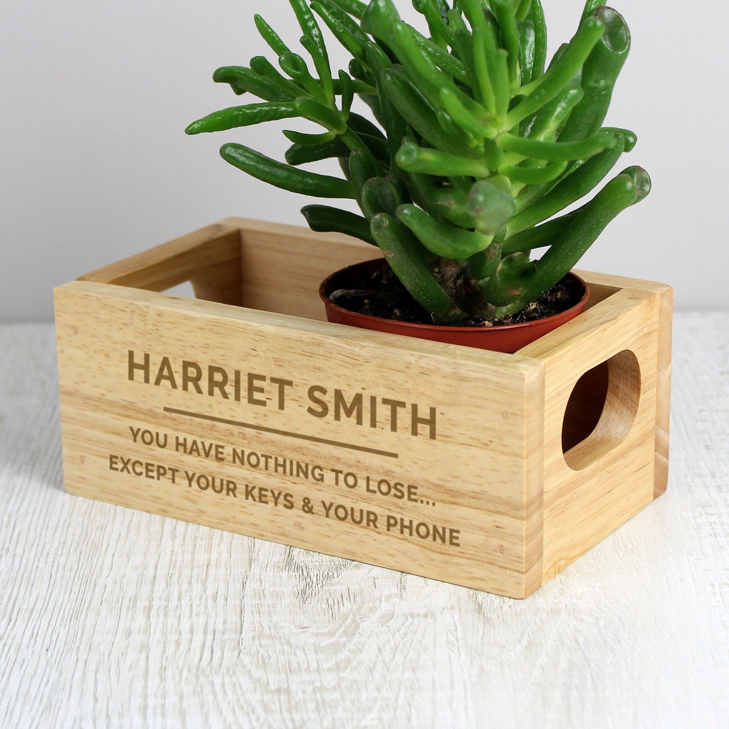 Personalised Free Text Mini Wooden Crate: 3 - Storage By Gift Moments