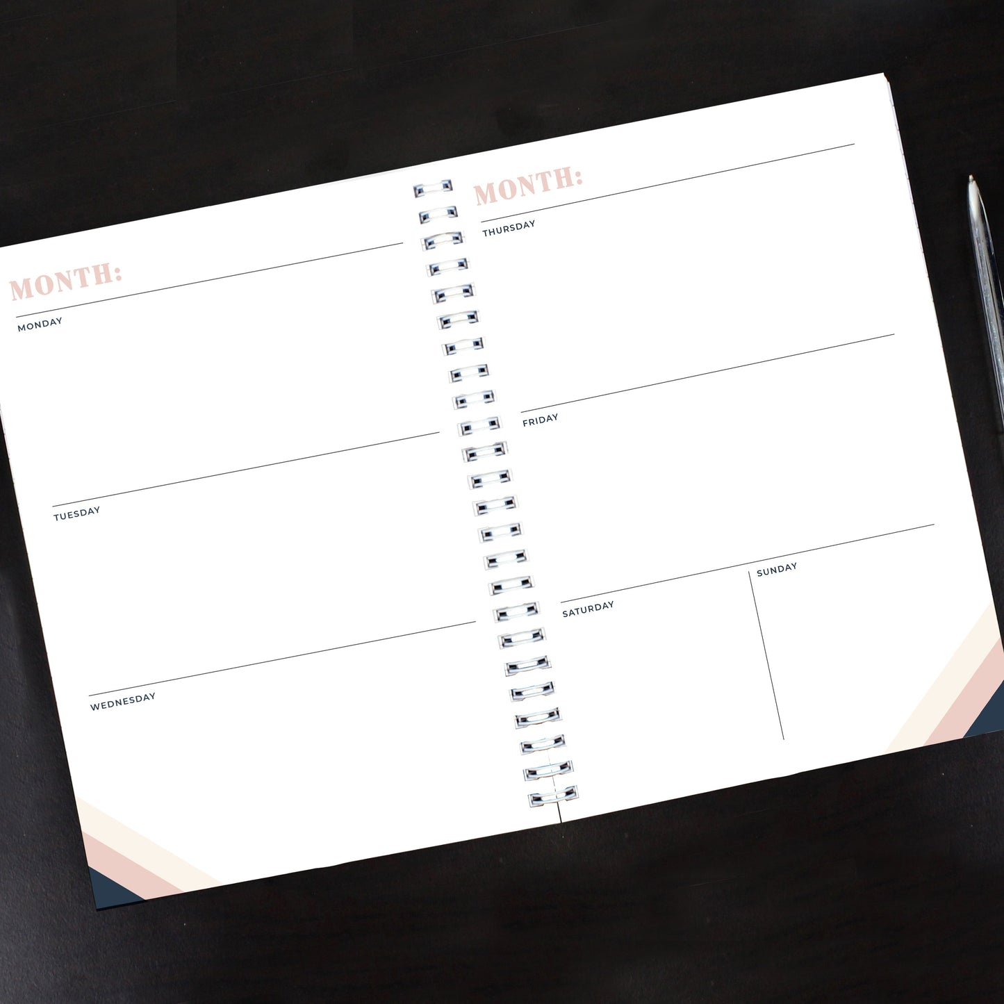 Personalised Free Text Navy & Blush A5 Diary: 3 - Diaries By Gift Moments